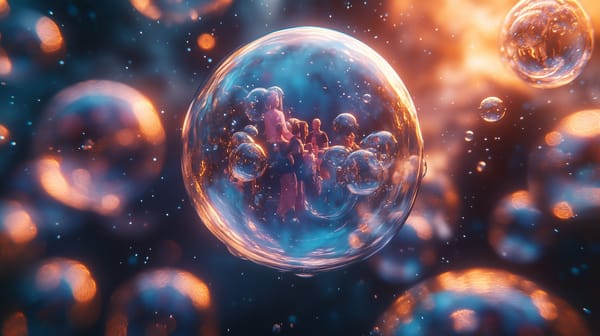 Infinite bubbles of different sizes, each encompassing a tiny world.